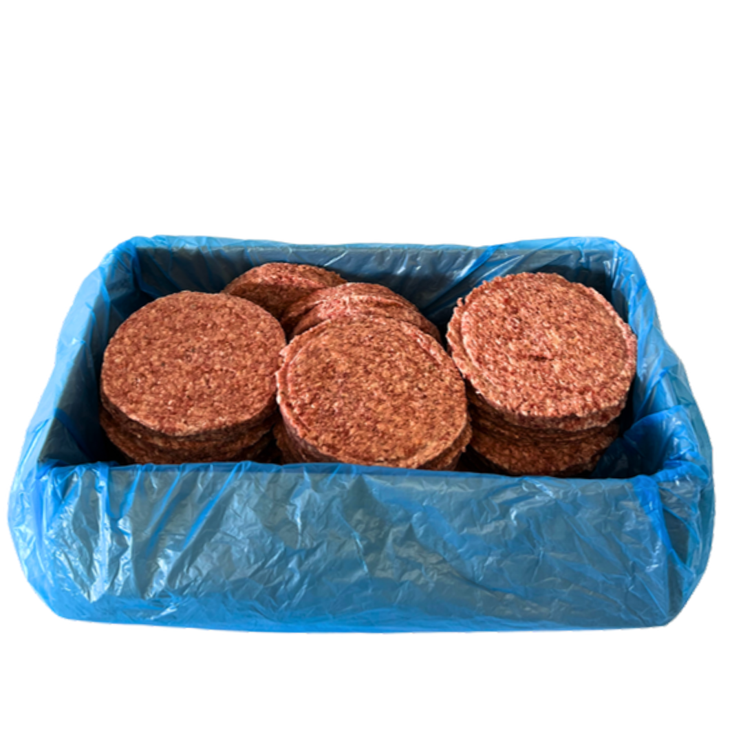 Saftig Hamburgare Angus 200g gjord på 98% nötkött, perfekt för grill eller stekpanna.
