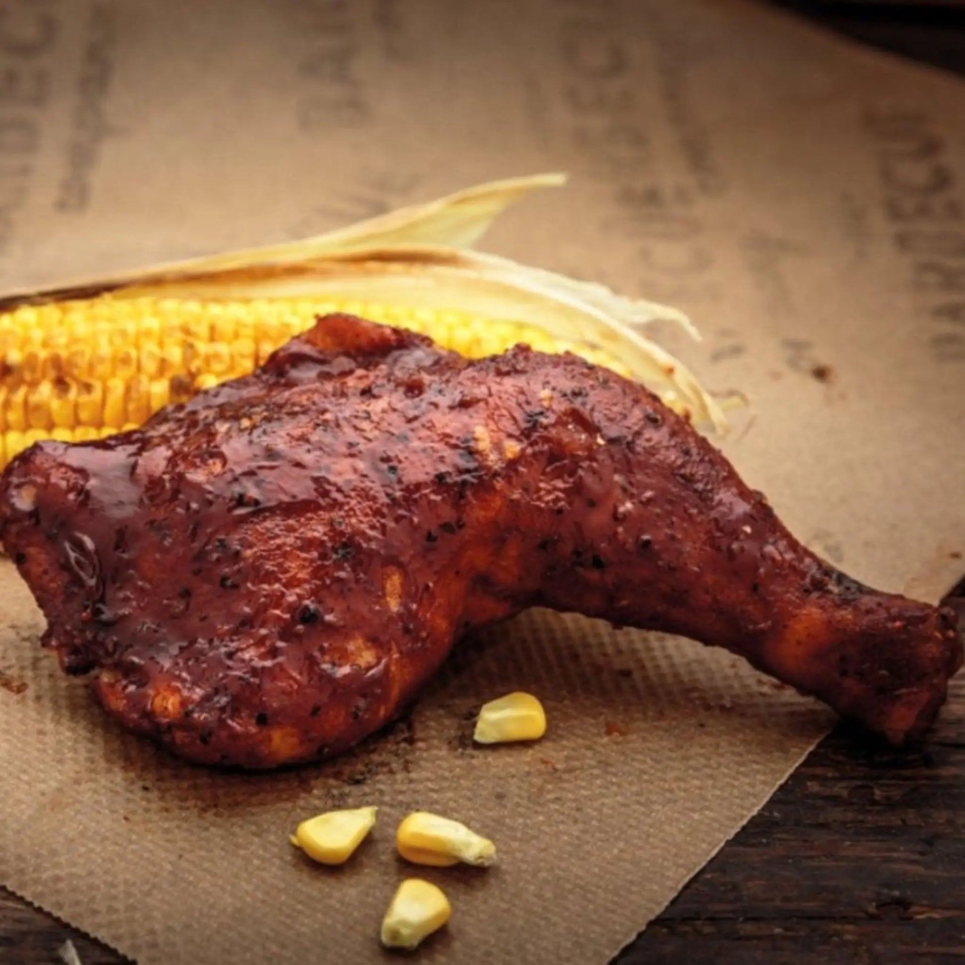 BBQ glazed majskycklingklubbor av högsta kvalitet, saftiga och smakrika, perfekta för grillfesten och somriga måltider.
